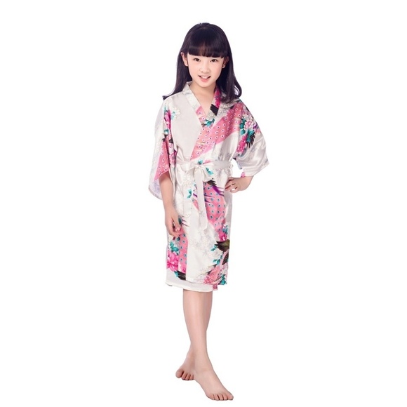 Kids Robe Satin Children Kimono Robes Bridesmaid F - Picture 2 of 4